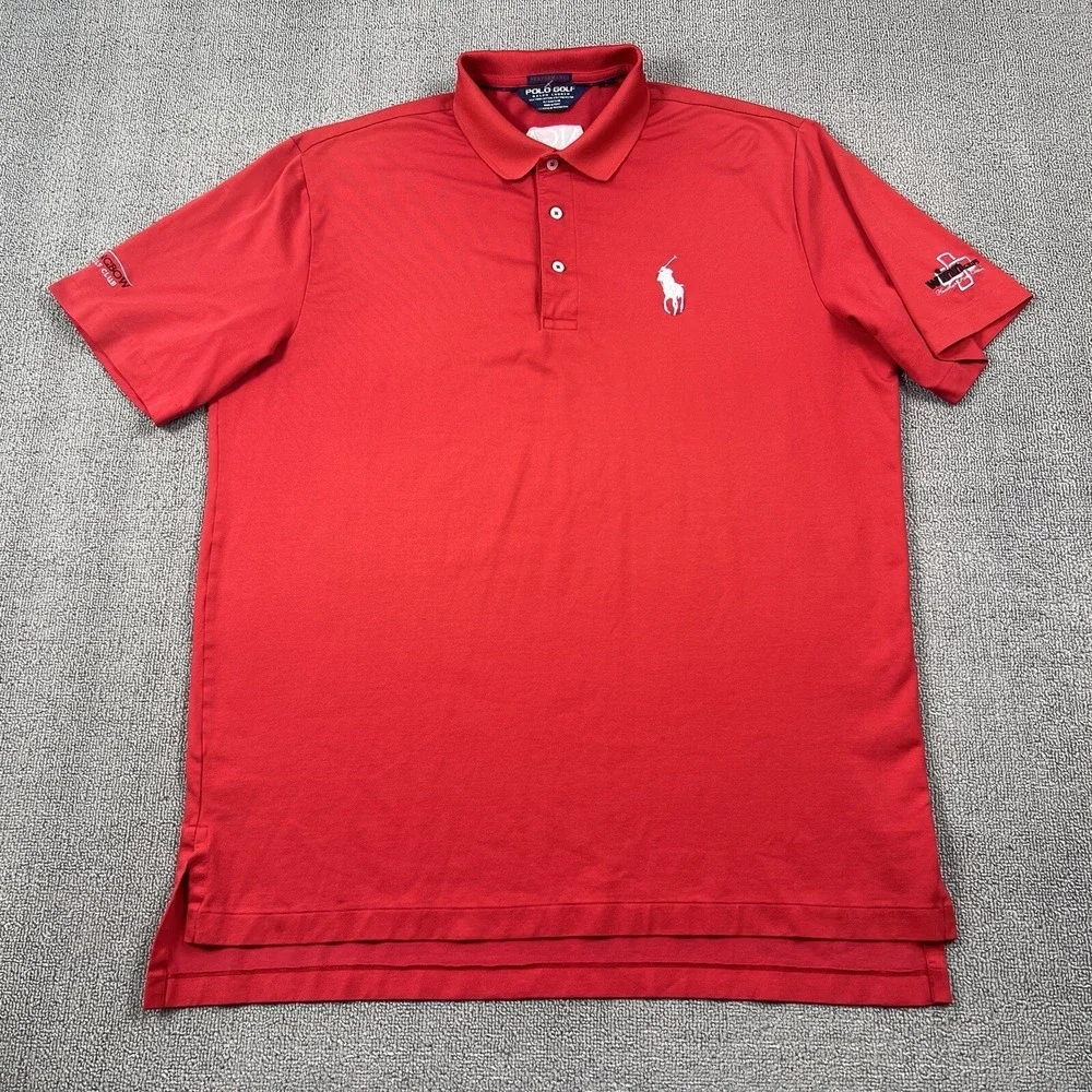 Ralph Lauren Polo Shirt Adult Large Red Big Pony Golf Golfing Casual Preppy Mens